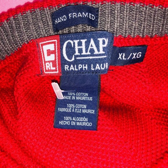 Vintage Chaps Ralph Lauren Mens XL Sweater Red Long Sleeve Crew Neck New - Picture 7 of 7